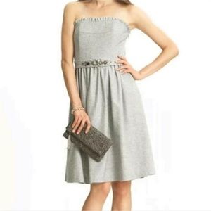 Banana Republic Grey Strapless Dress Rhinestone Belt Party Holiday New Years 8